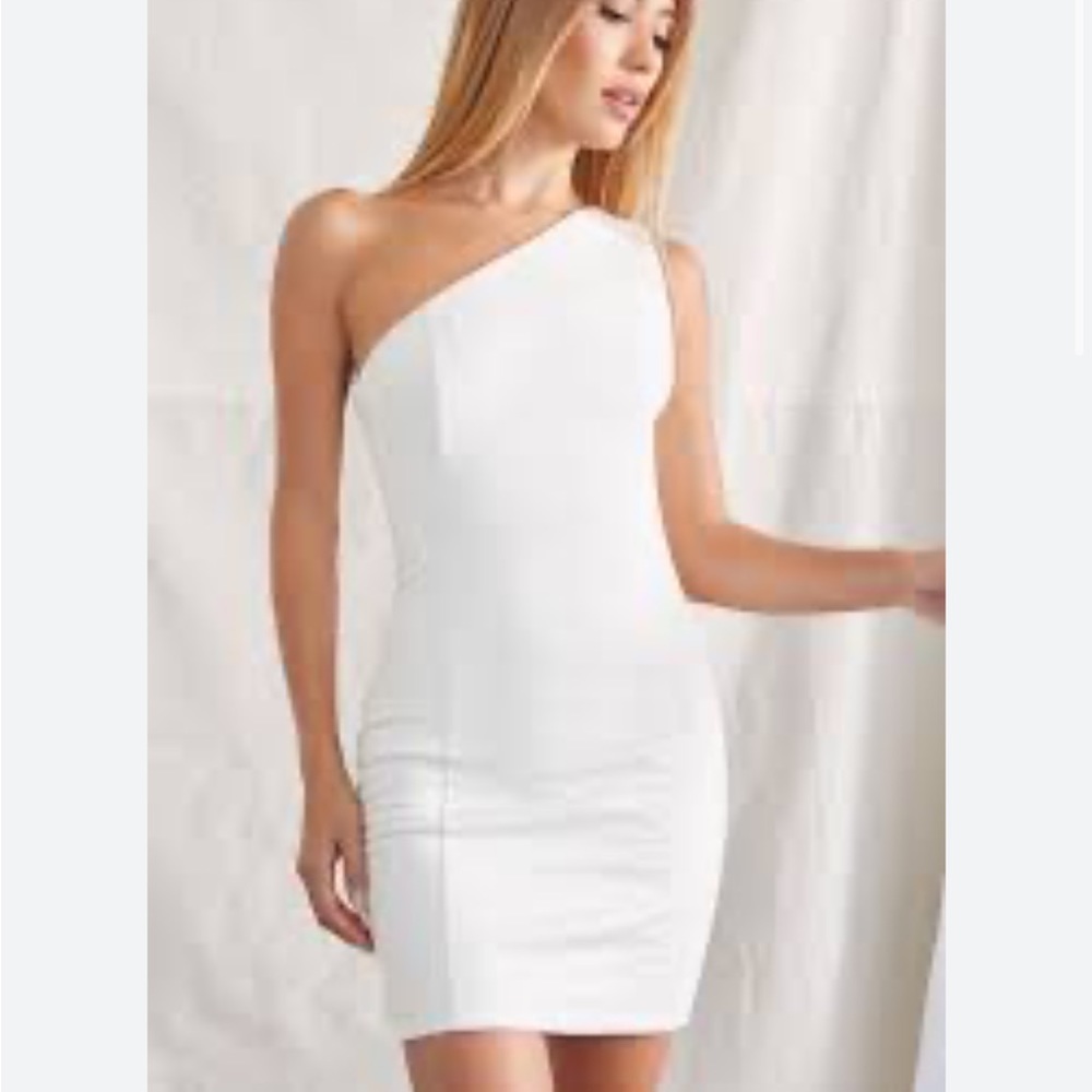 Forever 21 White faux leather one shoulder dress